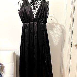 Long silk black dress